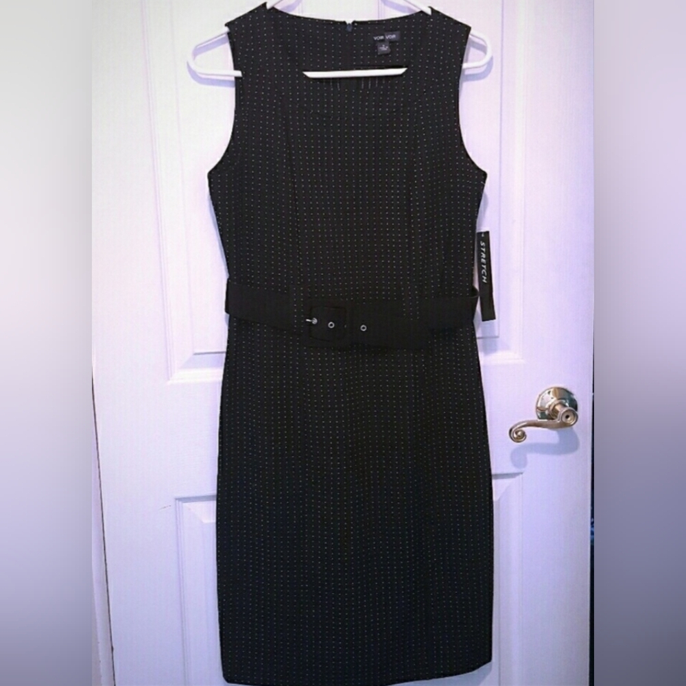 Voir Voir Black Sleeveless Dress with Belt